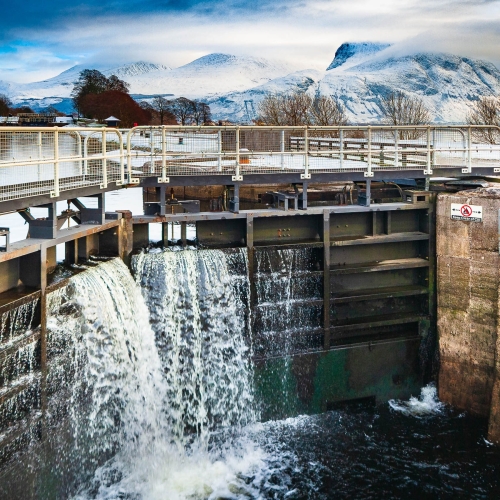 The Caledonian Canal lock gate at Corpach, Lochaber, Scotland. HC028