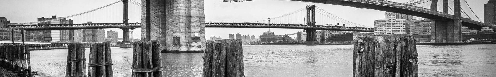 Brooklyn Bridge and wooden piles in the East River, New York City NM005