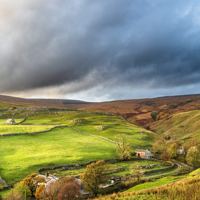 Dark skies over Littondale, Yorkshire Dales, England. EL006