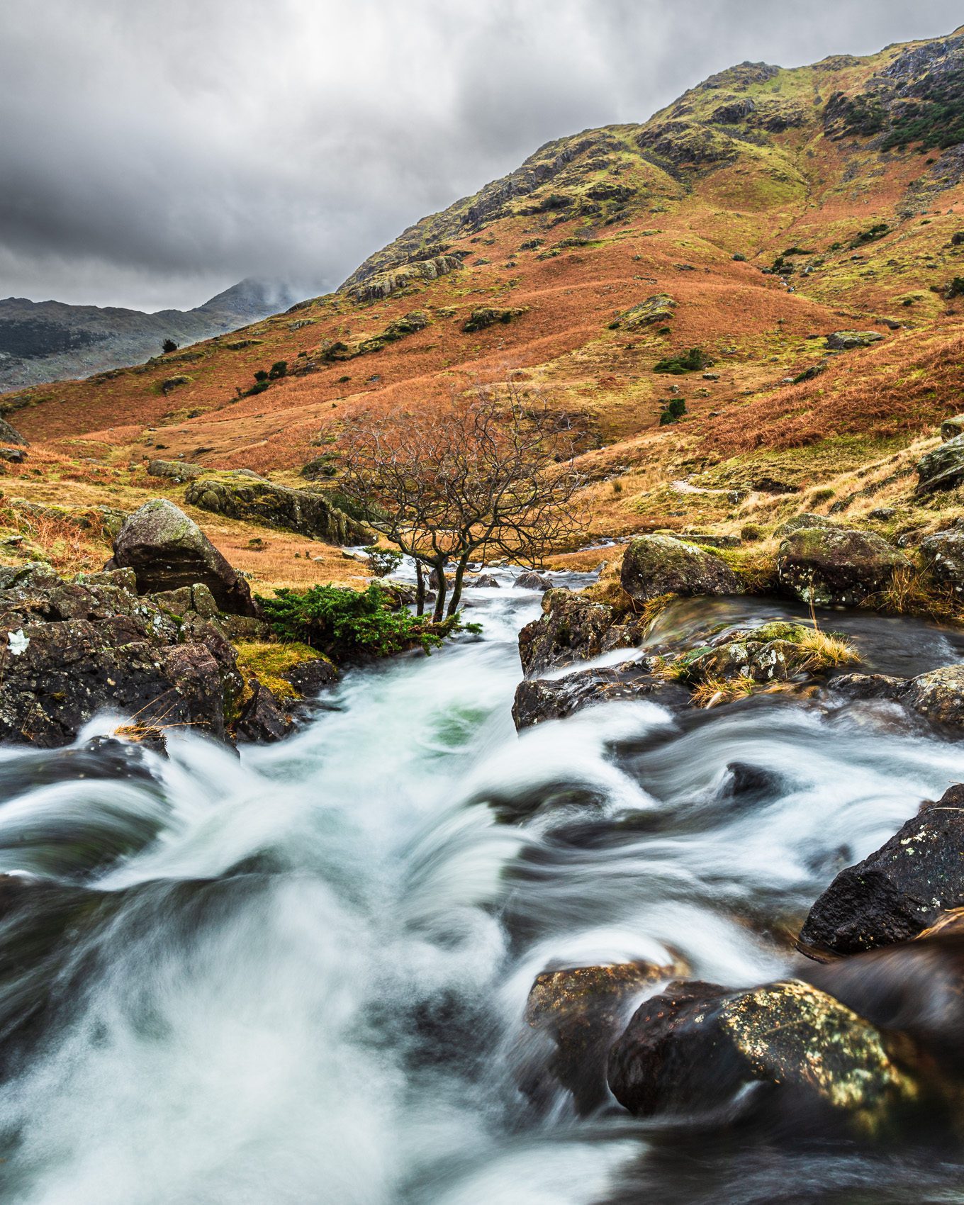 Bleamoss Beck, below Blea Tarn, The Lake District, Cumbria, England. EL017