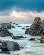 Rocks and waves at Mangersta, Isle of Lewis, Western Isles, Scotland. HB025