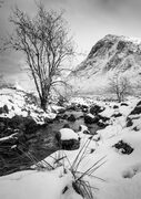 River Coupall and Buachaille Etive Mor in Snow, Glencoe, Scotland. SM009