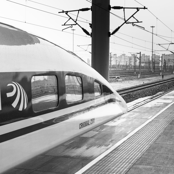 Chinese Railways 'bullet train' at Xi'an South railway terminus, Xi'an, Shaaanxi Province, China. ZM007