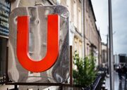 U sign outside building in Tay Street, Dundee, Scotland, United Kingdom.