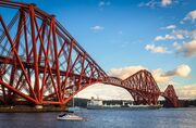 Oil products and  chemical tanker Solero sailing west under the Forth Rail Bridge, near North Queensferry, Fife, Scotland, United Kingdom. FB002