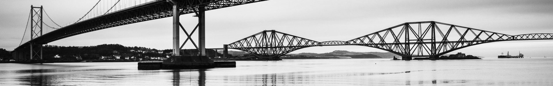 The Forth Road and Rail Bridges from Port Edgar, West Lothian, Scotland. SM061