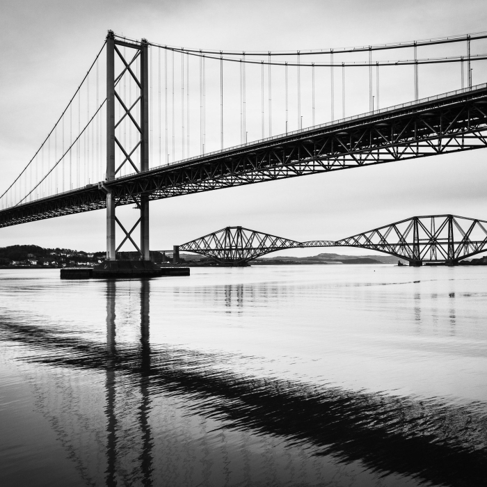 The Forth Road and Rail Bridges from Port Edgar, West Lothian, Scotland. SM057