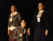 Lydia Davidson as Nancy Maclehose, Nina Gray as Sarah and Lori Flannigan as Jean Armour in 'Armour'. FP025