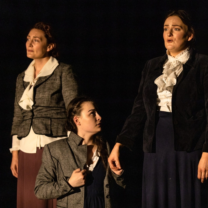 Lydia Davidson as Nancy Maclehose, Nina Gray as Sarah and Lori Flannigan as Jean Armour in Fearless Players' 'Armour: A Herstory of the Scottish Bard'. FP025