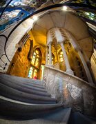 Fisheye view of internal stairway of the Sagrada Familia Basilica, Barcelona, Spain BC022