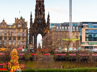 Princes Street, Gardens and Waverley Station, Edinburgh, Scotland. EH001