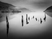 Old pier supports at the head of Loch Arkaig, Lochaber, Scotland. SM045