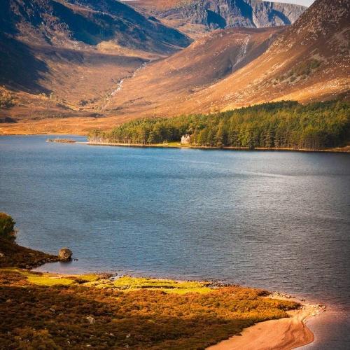 Broad Cairn and Creag an Dubh-Loch at the head of Loch Muick, Cairngorms National Park, Scotland. HC076