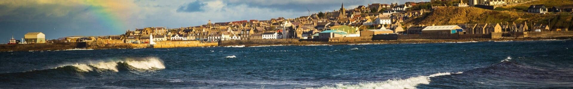 Rainbow over Macduff, Moray Coast, Scotland. NE001