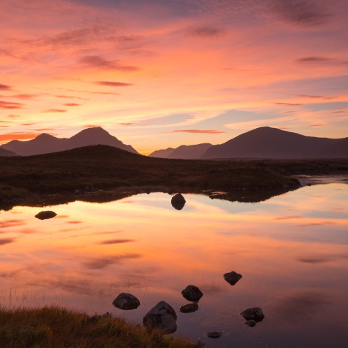 Dusk over the Rannoch Moor, Scotland.