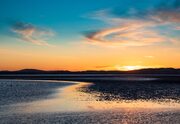 Sunset at Monifieth beach, Angus, Scotland.