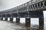 Tay Rail Bridge in a snowstorm, Dundee, Scotland. DD114