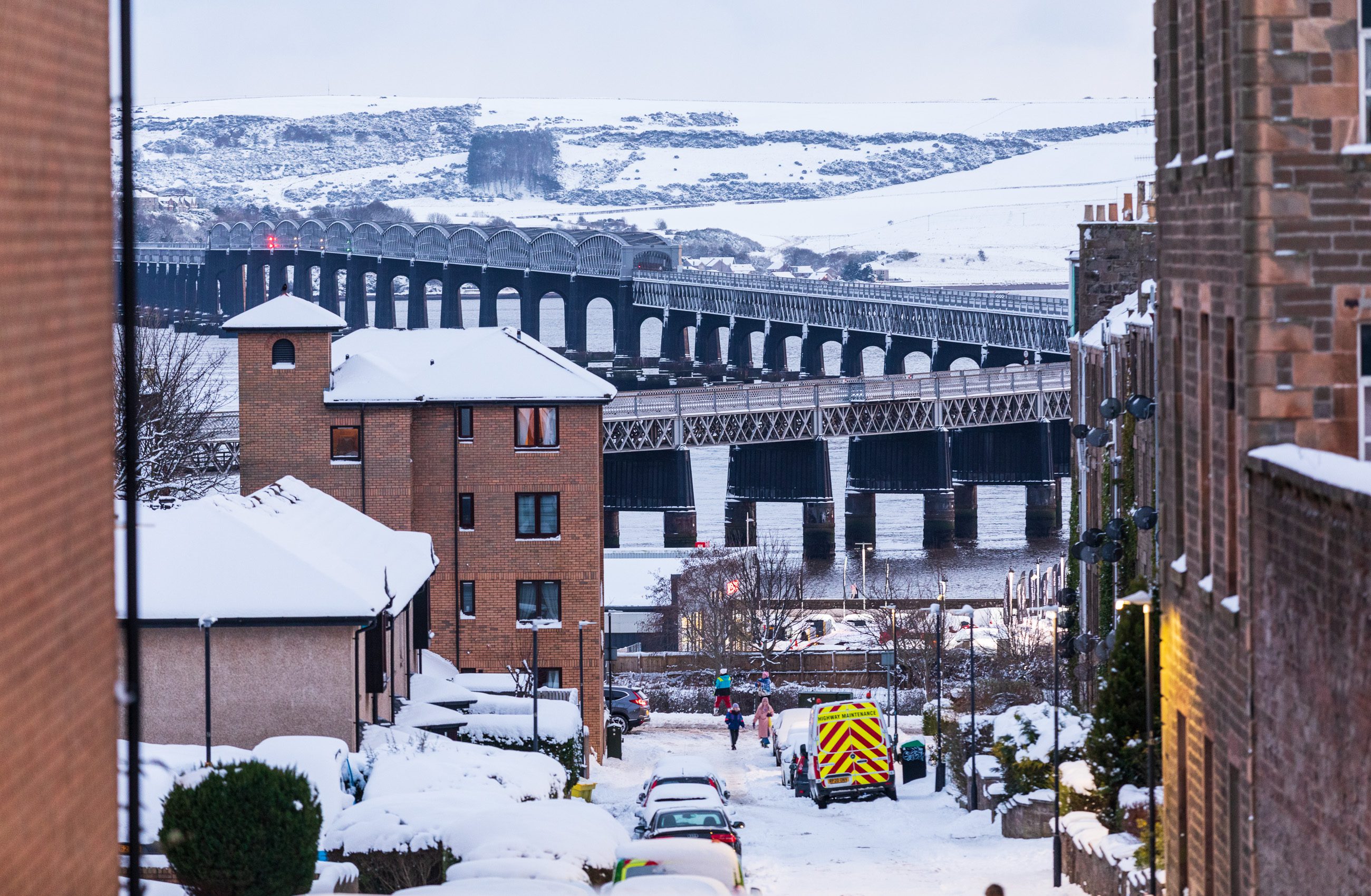 The Tay Railway Bridge from the top of Taylor's Lane, Dundee, Scotland