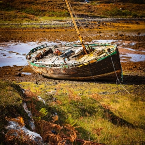 Abandoned boat at Culduie, Applecross, Scotland. AP031