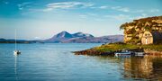 The Red Cuillin on Skye from Camusteil, Applecross, Scotland. AP008