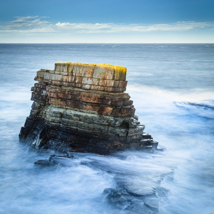 Rough seas around a sea stack at Deerness, Orkney Islands. OR020