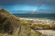 Rainbow over Eynhallow Sound from Evie, Mainland, Orkney Islands. OR022