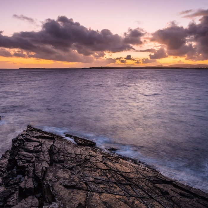 Dusk view across Hoxa Sound from South Ronaldsay, Orkney Islands. OR027