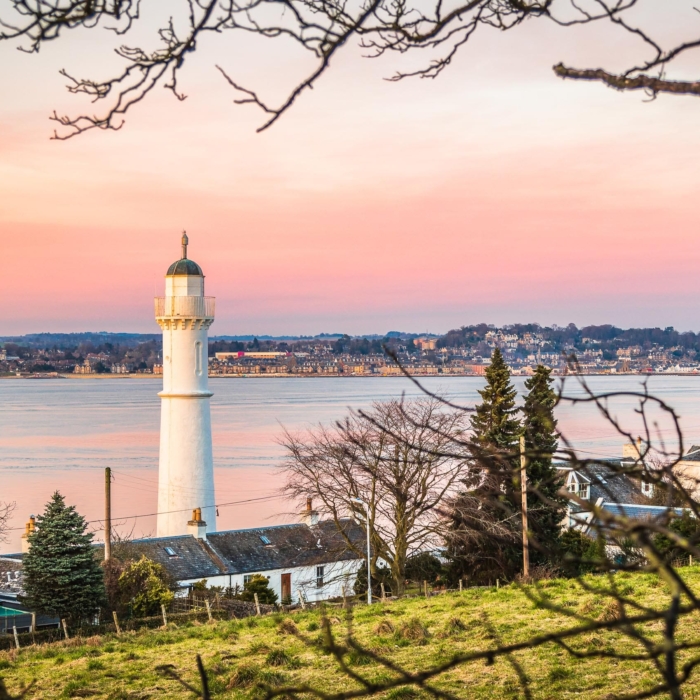 Tayport West Lighthouse at dusk, Fife, Scotland RT007