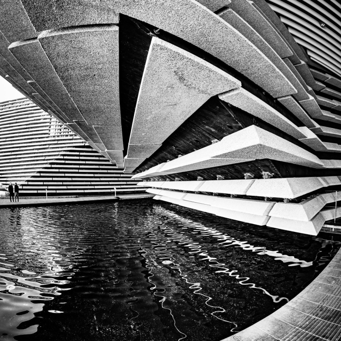 Fisheye view of the V&A Dundee building, Dundee, Scotland.