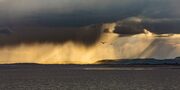 Storm passing down the Tay Estuary from Dundee Riverside, Dundee, Scotland