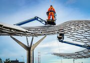 Installation of the 'Tay Whale' sculpture on Dundee Waterfront.