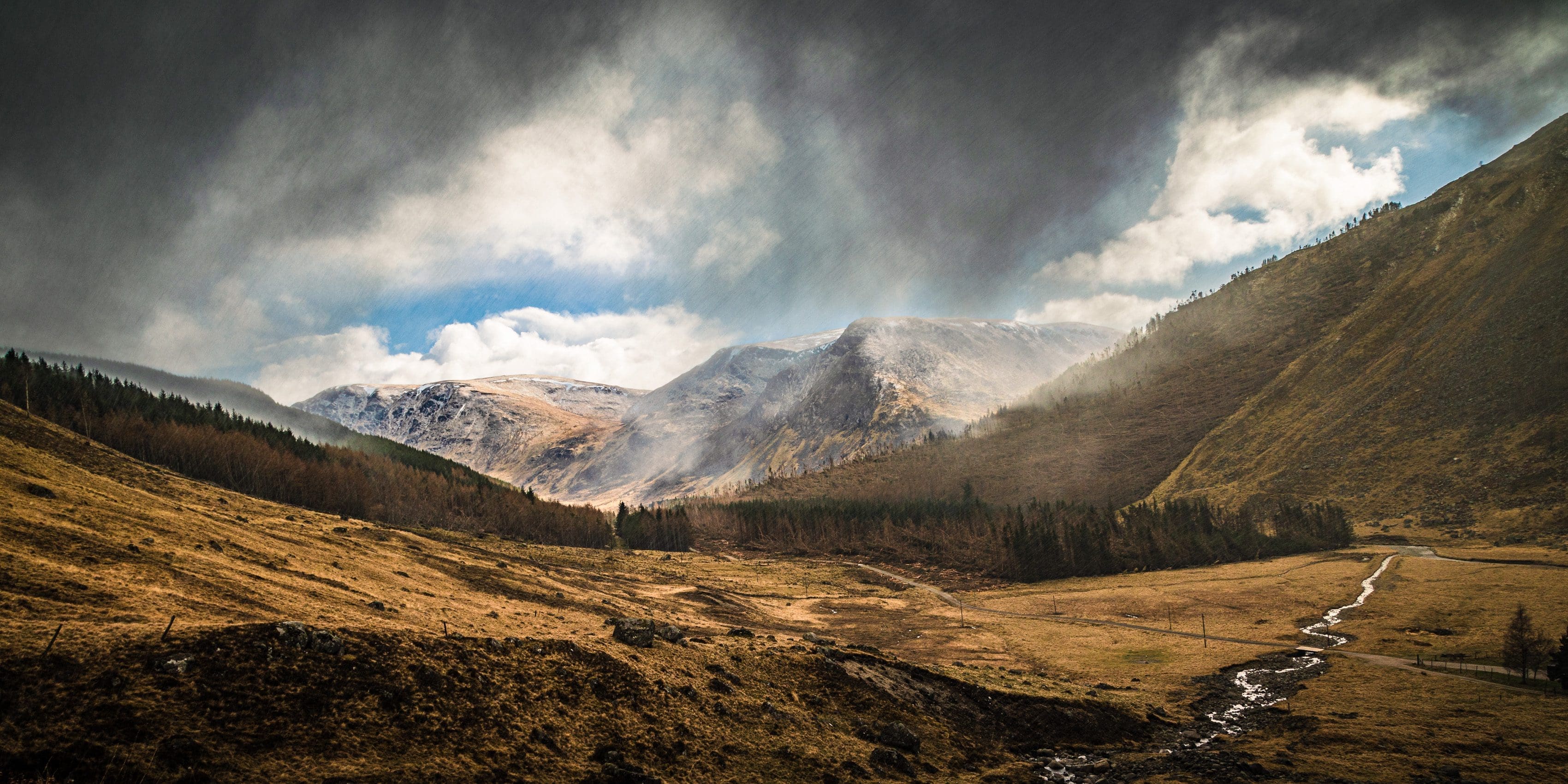 Snowstorm in Glen Clova, Angus, Scotland.