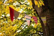 'Guerilla knitting' near St Salvador's Church, Dundee, Scotland