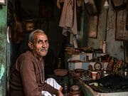 Artisan in his workshop in Varanasi, India.