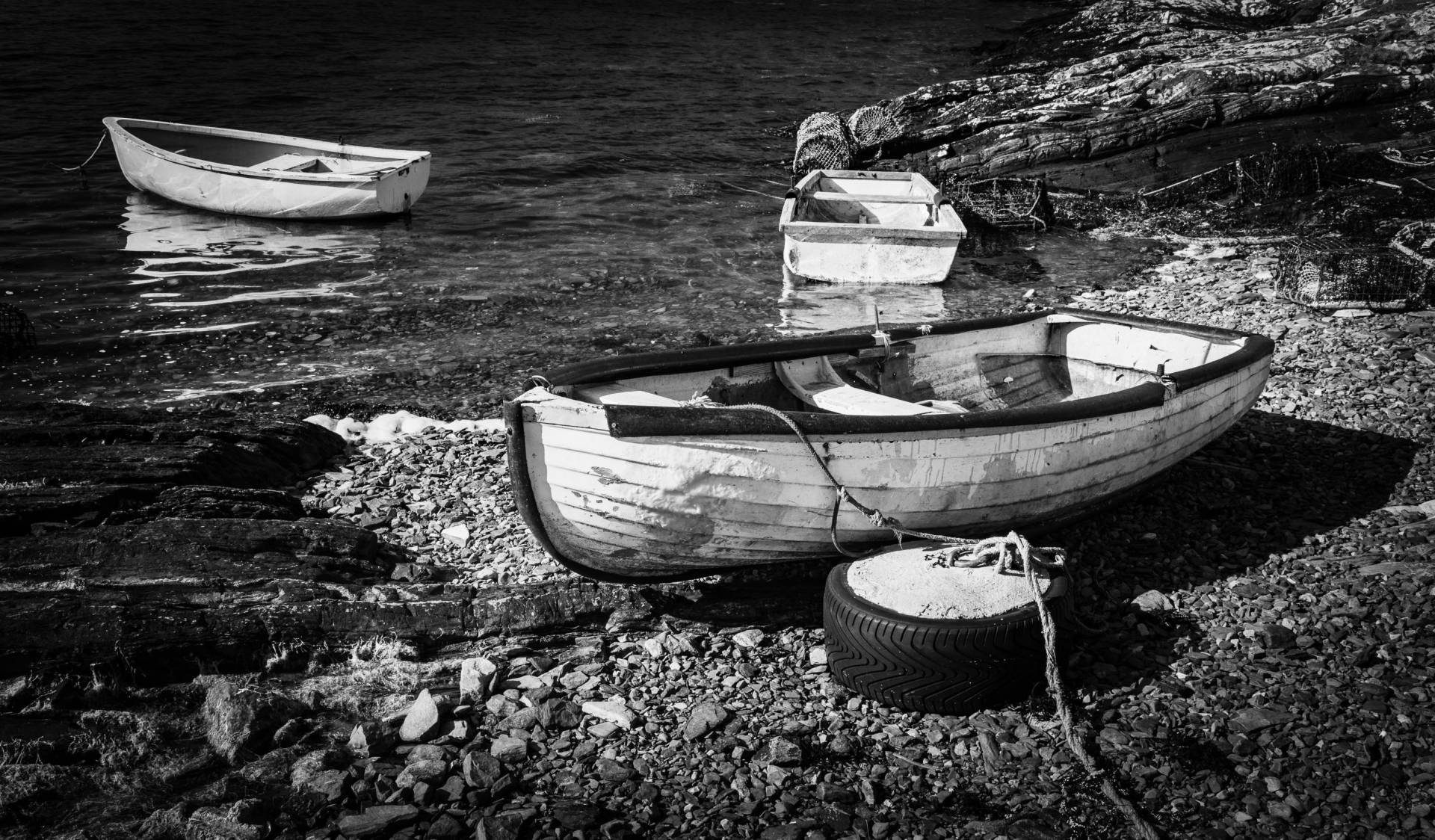 Moored boats, Connemara, Ireland.