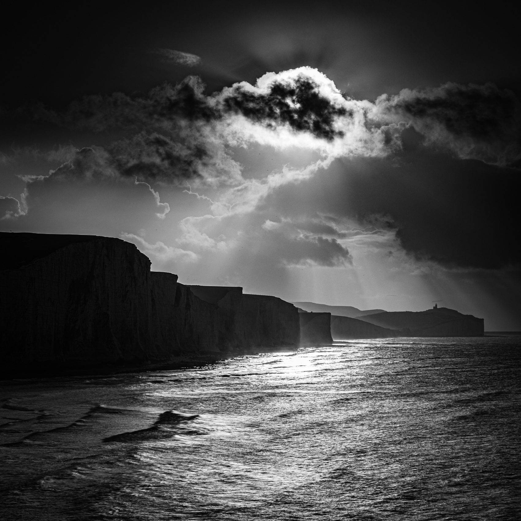 The Seven Sisters cliffs from Cuckmere, East Sussex, England.