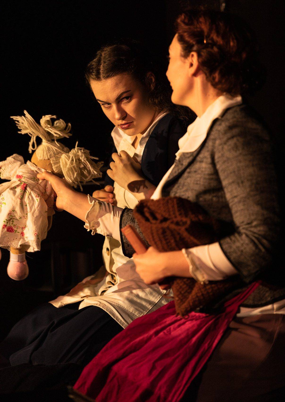 Nina Gray as Sarah and Lydia Davidson in Fearless Players'  'Armour: A Herstory of the Scottish Bard'. FP013